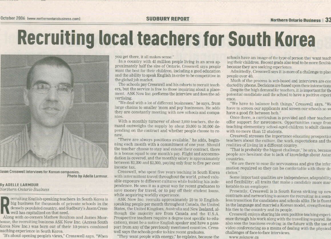 Article on ASK Now and Jason Cresswell